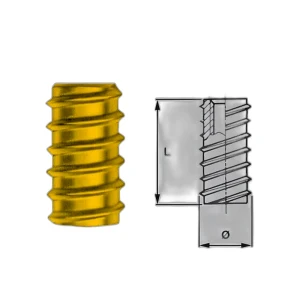 Bussola filettata zincata gialla a.222 – Ø 12 mm × Lungh. 20 × Filetto M8