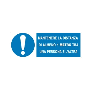 Cartello mantenere la distanza di sicurezza di almeno 1 metro tra una persona e l'altra