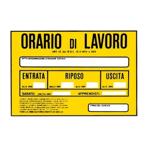 Cartello orario lavoro