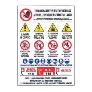 Cartello polionda informativo cantiere - informazioni/divieti/obblighi