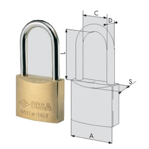 Lucchetto in ottone arco lungo cisa 22011