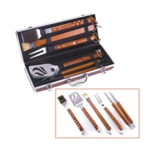 Set barbecue valigetta in radica da 5 pezzi