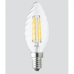 Lampada vetro trasparente led tortiglione e14 4w luce calda