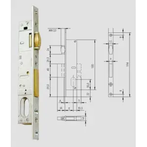 Serratura da infilare a cilindro per montanti cisa 44230-31