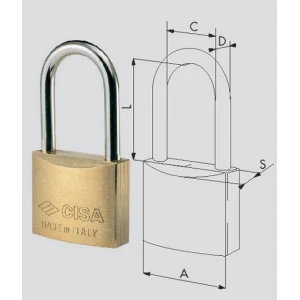 Lucchetto in ottone arco lungo cisa 22011