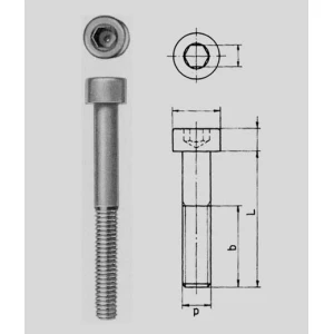 Vite acciaio testa cilindrica con esagono incassato gambo parzialmente filettato