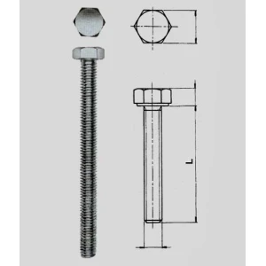 Vite acciaio testa esagonale gambo tutto filetto