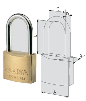 Lucchetto in ottone arco lungo cisa 22011
