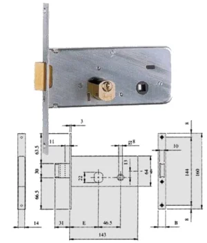 Serratura da infilare per fascia iseo – Art. 712601
