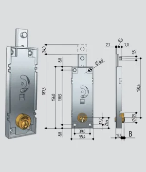 Serratura prefer per porte basculanti – Art. B511 0010 0200